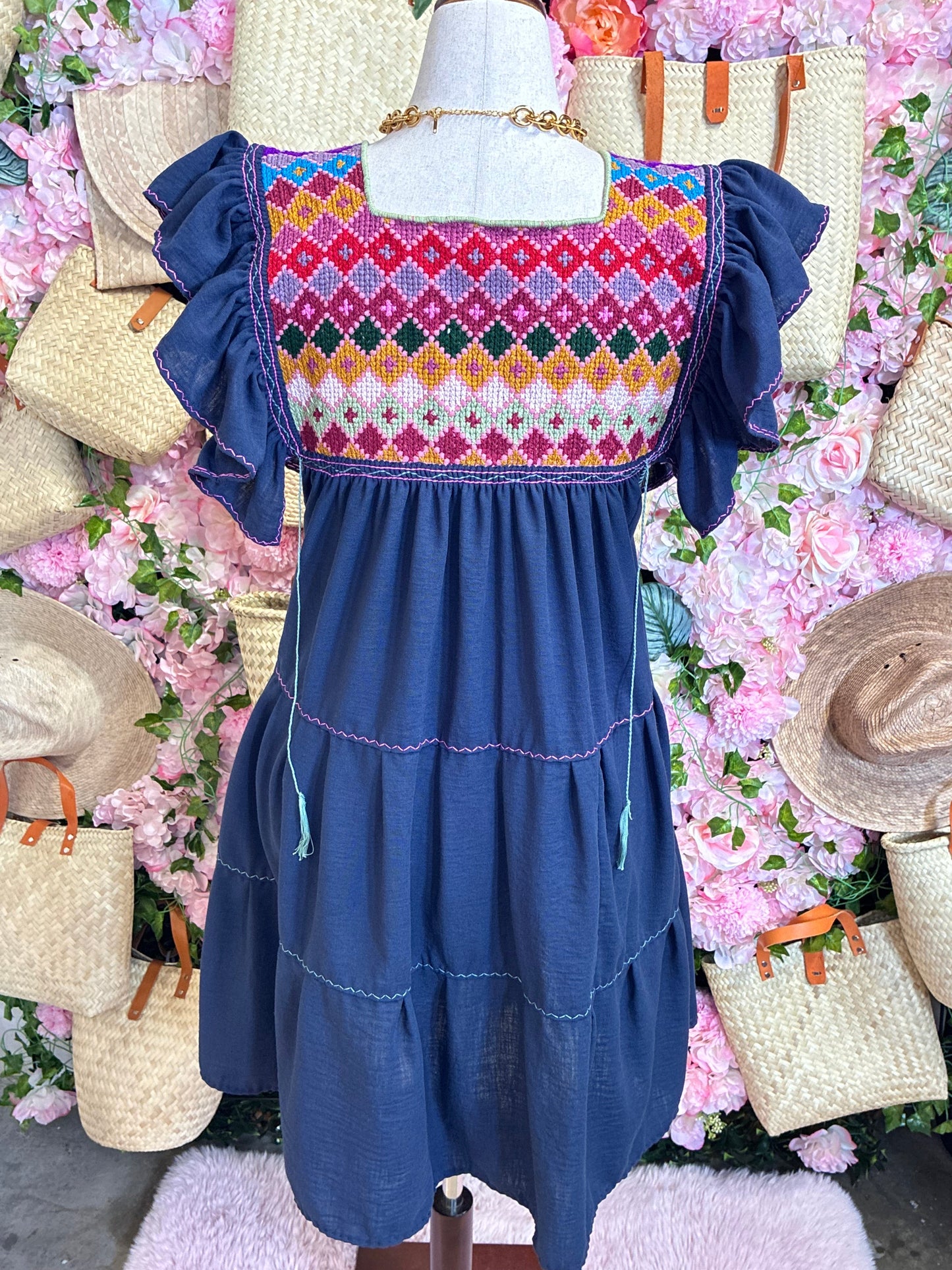 Vestido Punto de Cruz en Lino / M
