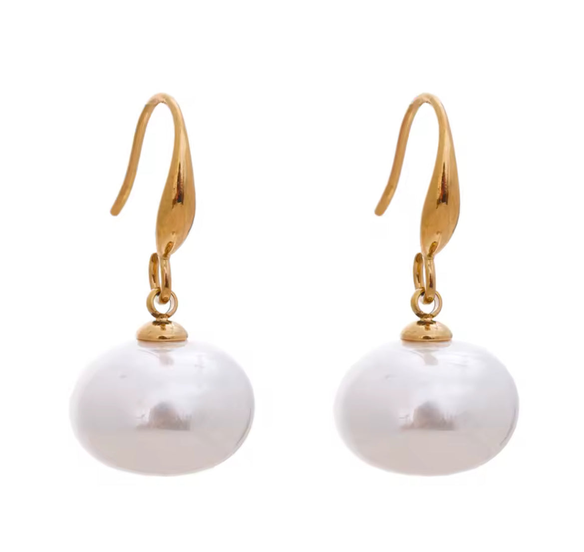 Aretes de Perla Colgante - Acero Inoxidable