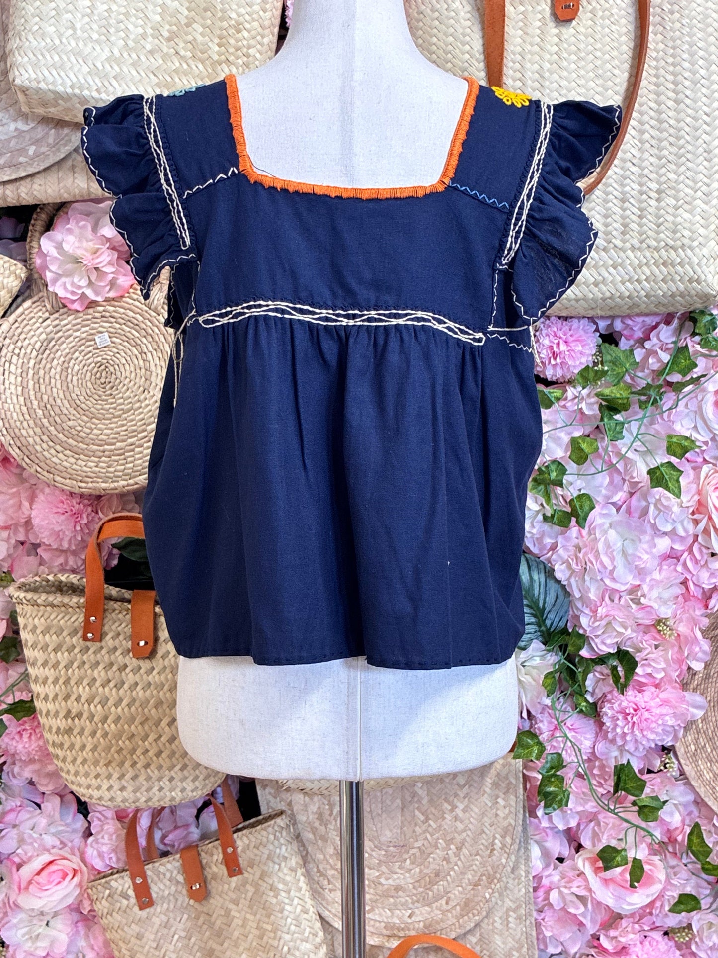 Blusa Lino con Bordado Rococo M