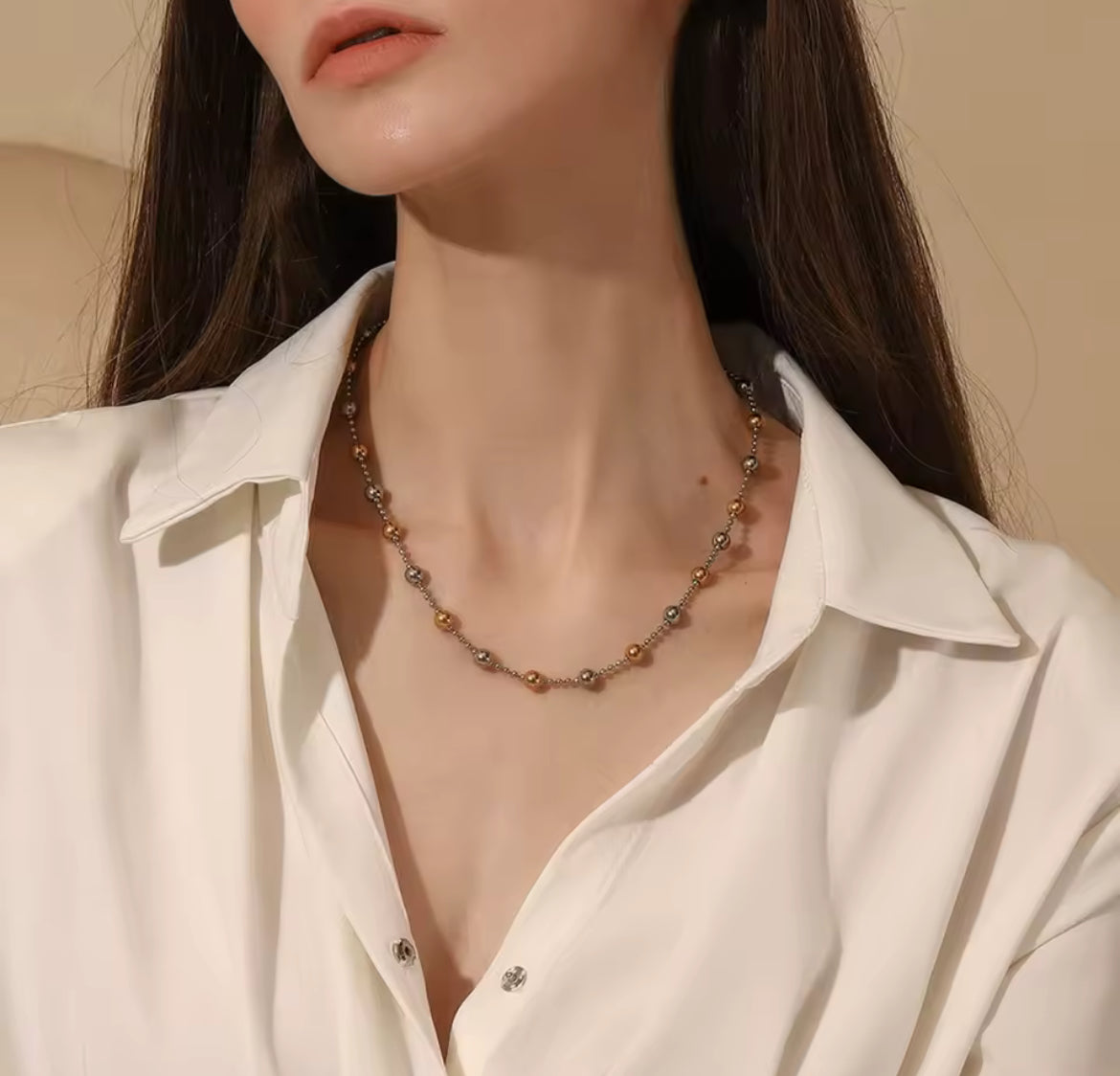 Collar Balines Oro y Plata