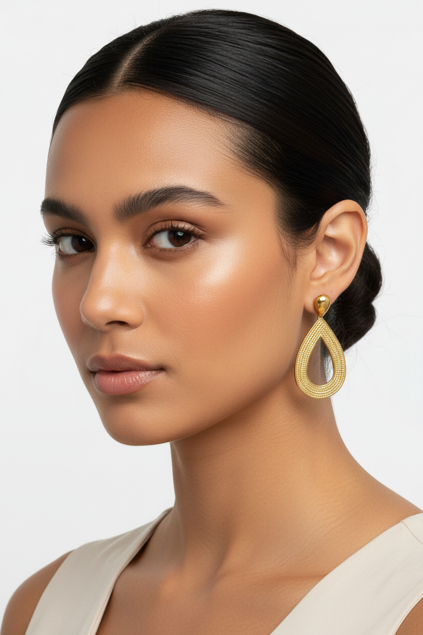 Aretes Gota Dorada Modelo Tamaño Mediano