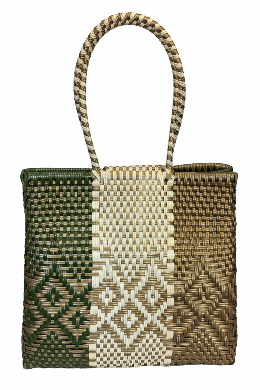 Bolsa artesanal con fondo blanco limpio