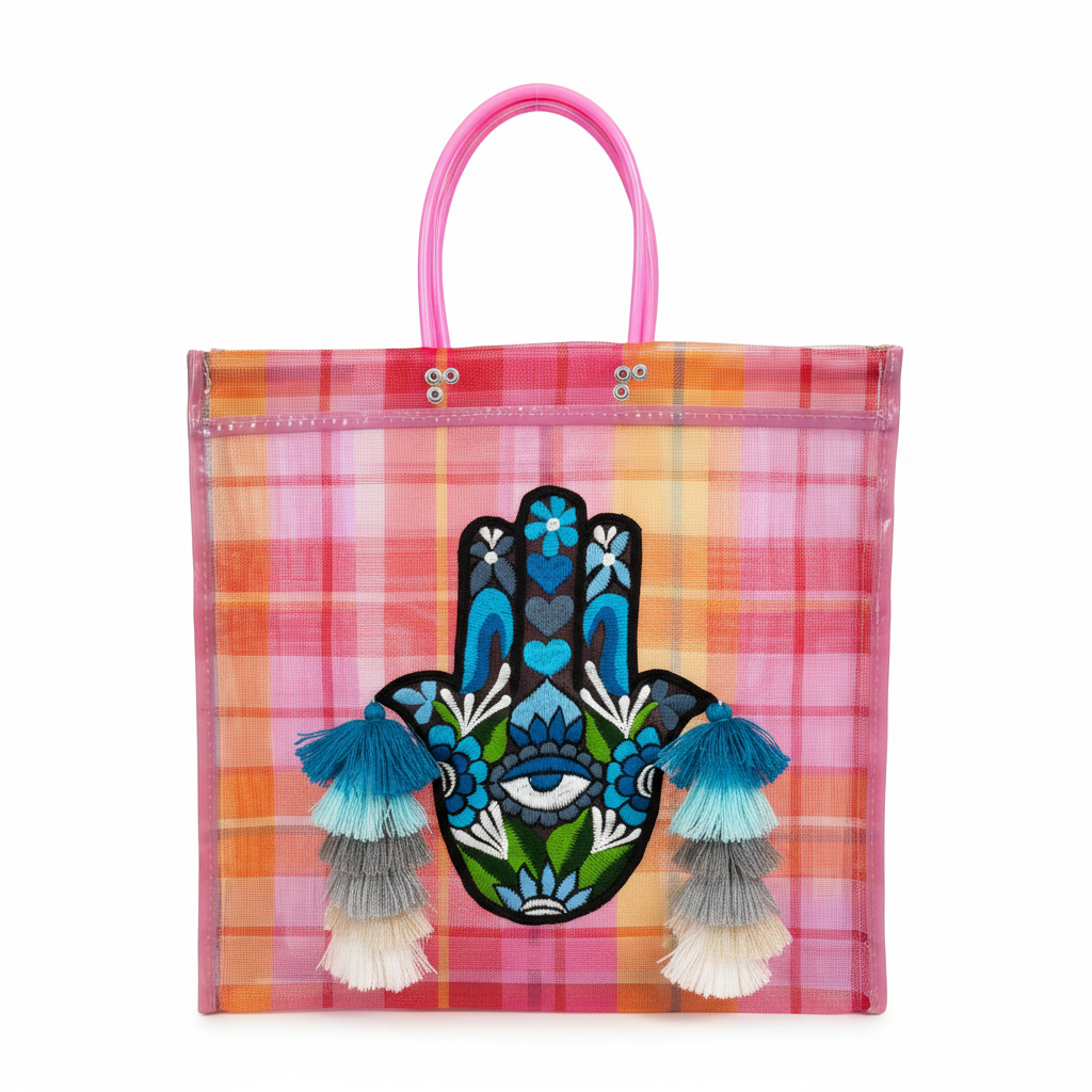Bolsa Mandado Rosa-Naranja fondo blanco