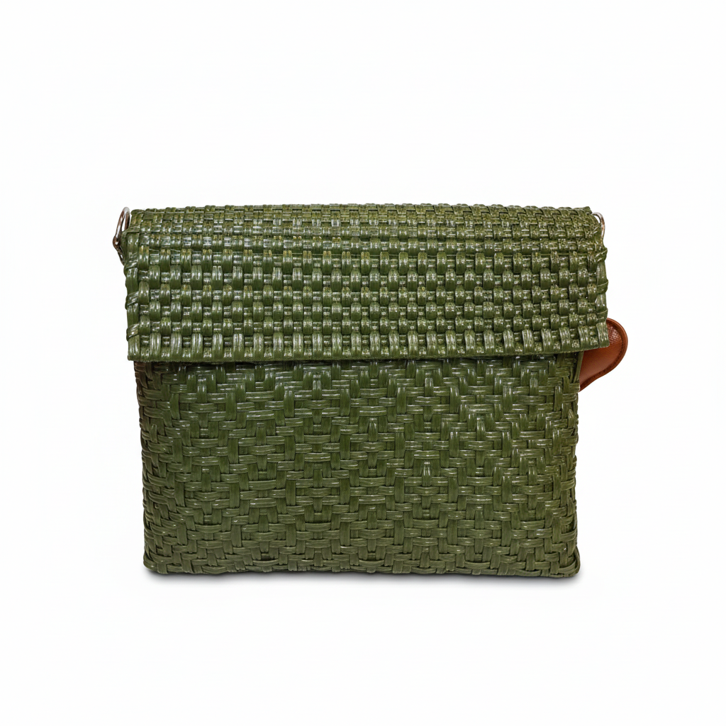 Carteron Lola verde olivo con fondo blanco