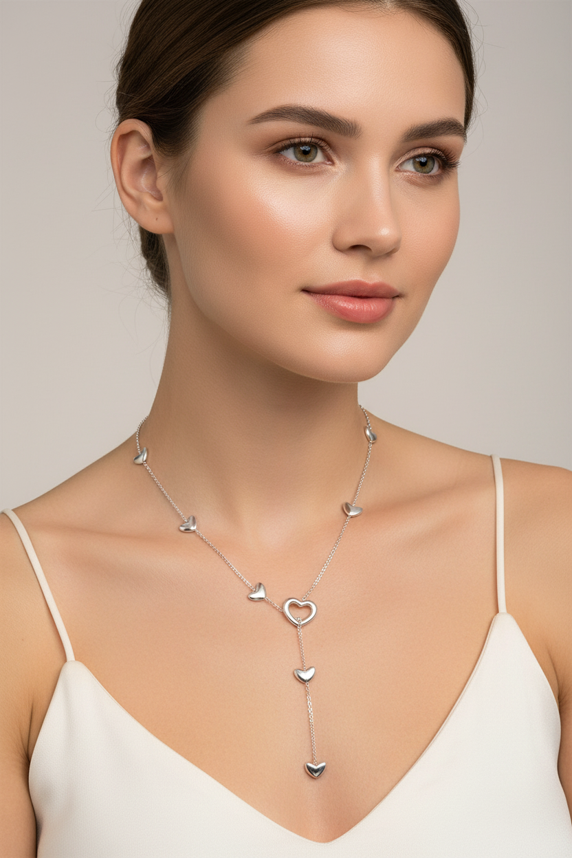 Corbatín de corazones en acero inoxidable en modelo