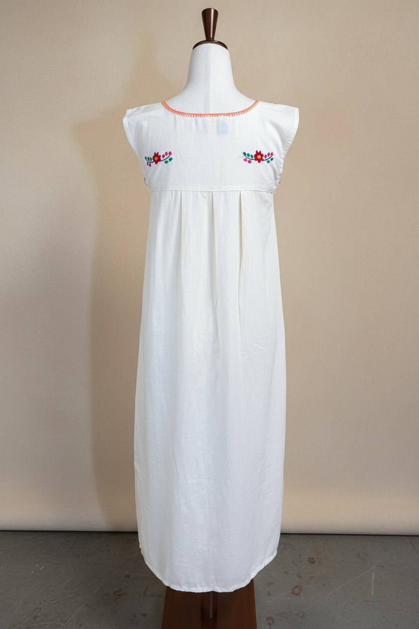 Vestido en Manta con Bordado de Mano