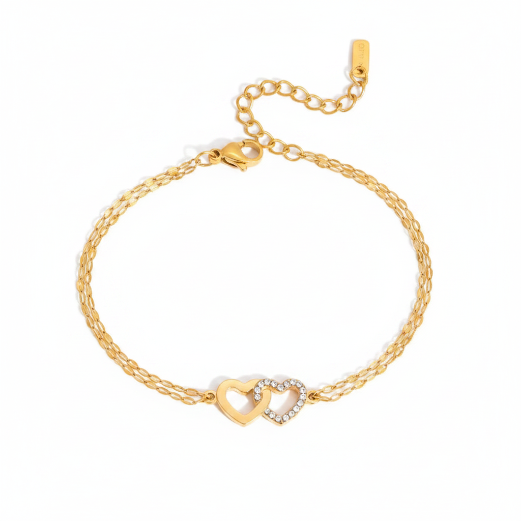 Pulsera Doble Corazón fondo blanco
