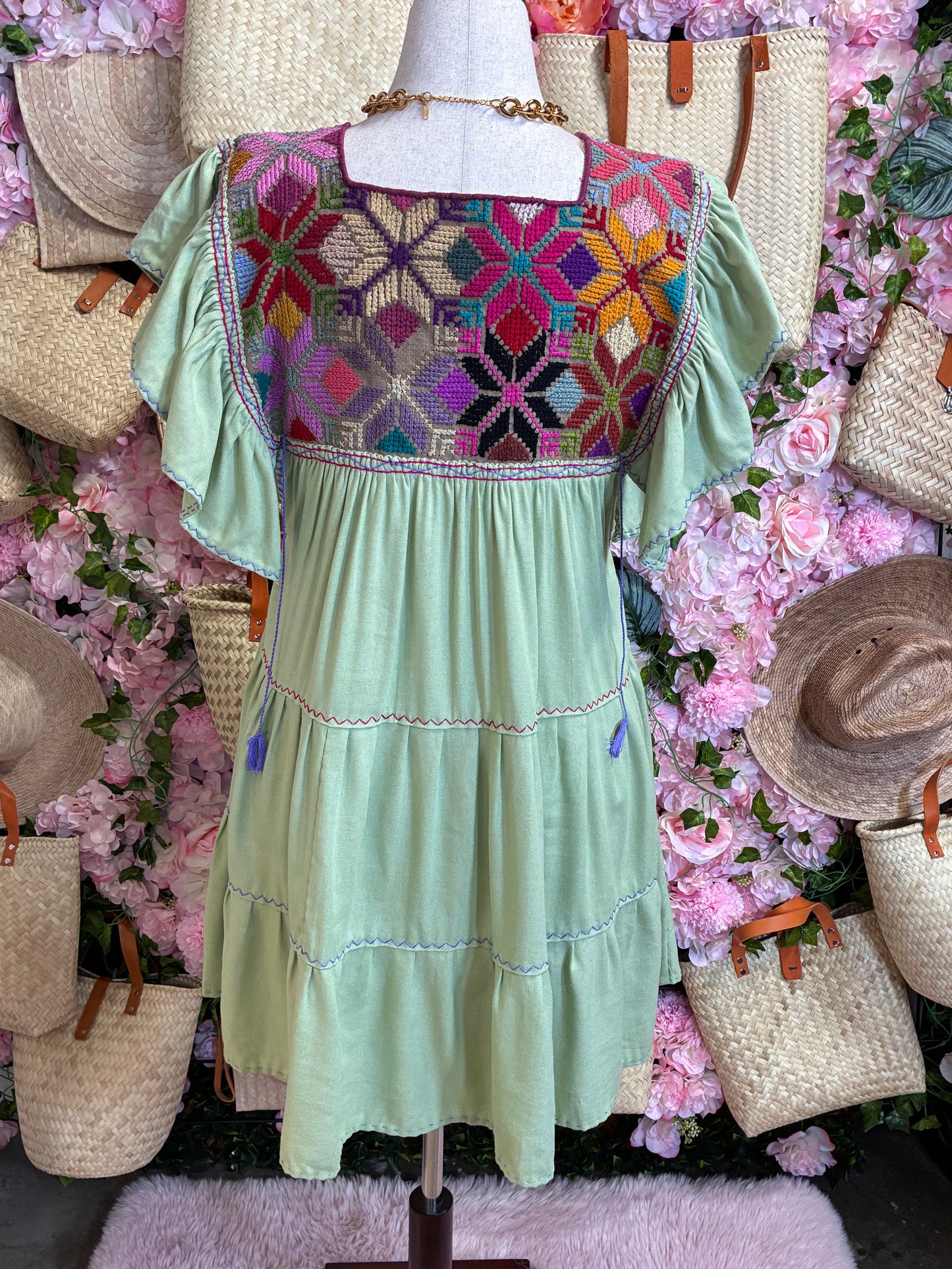 Vestido Punto de Cruz en Lino / L