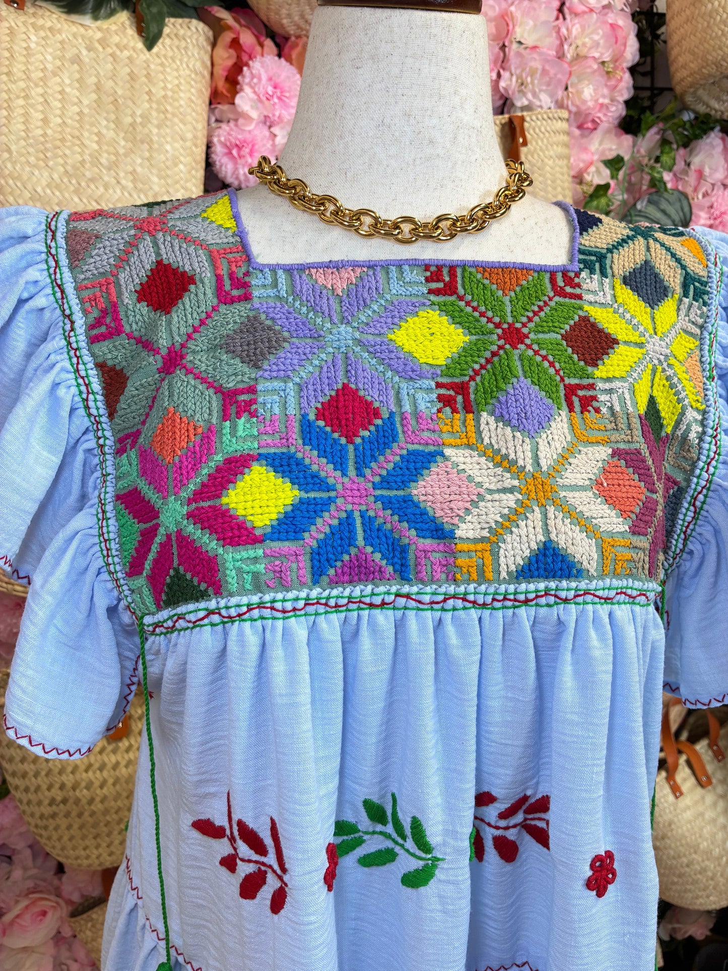 Vestido Punto de Cruz en lino / L