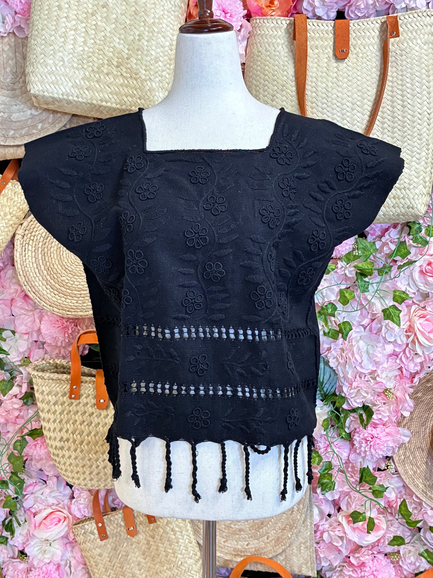 Blusa Telar de Cintura con Bordado Rococó S/M