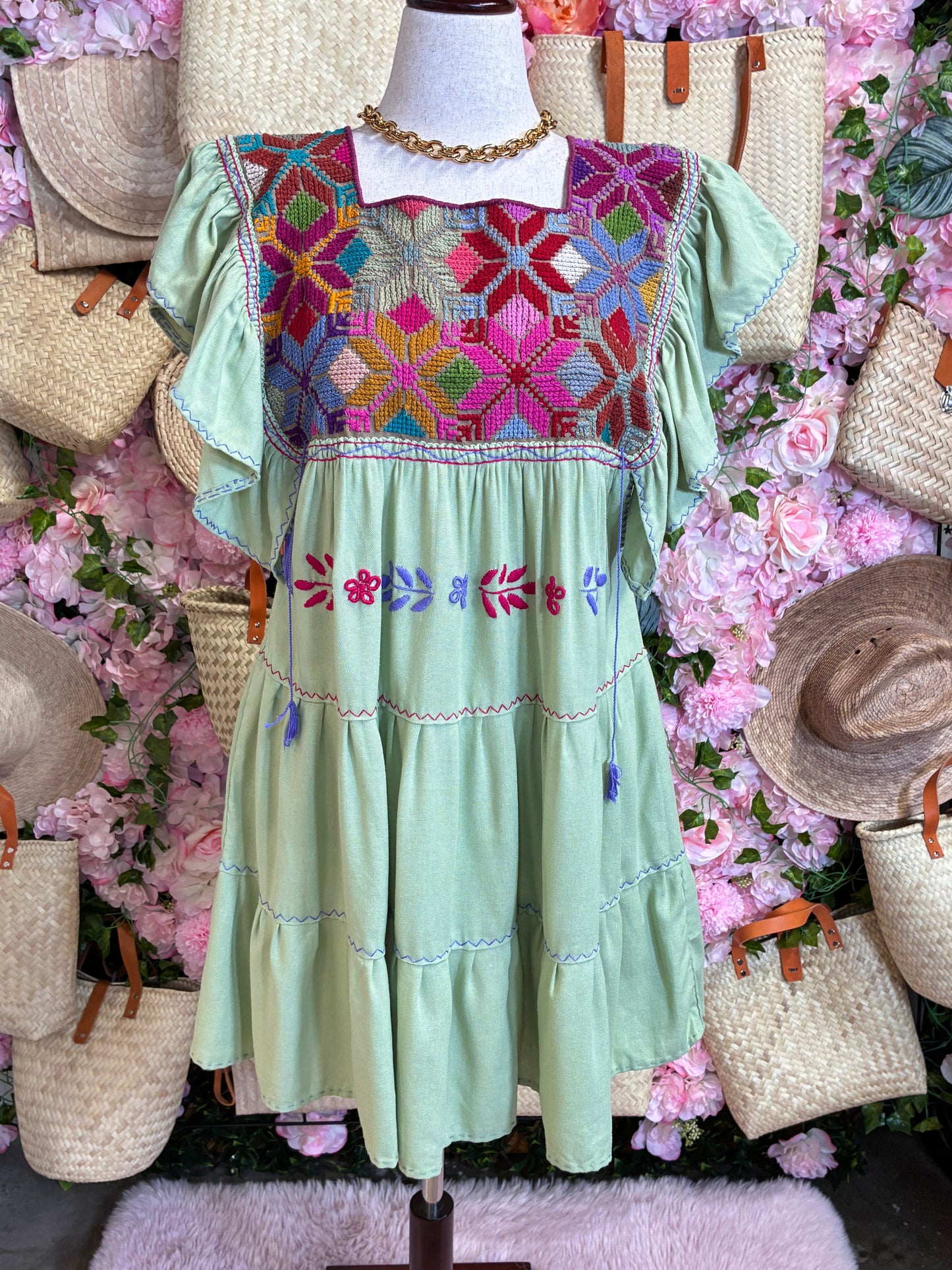 Vestido Punto de Cruz en Lino / L