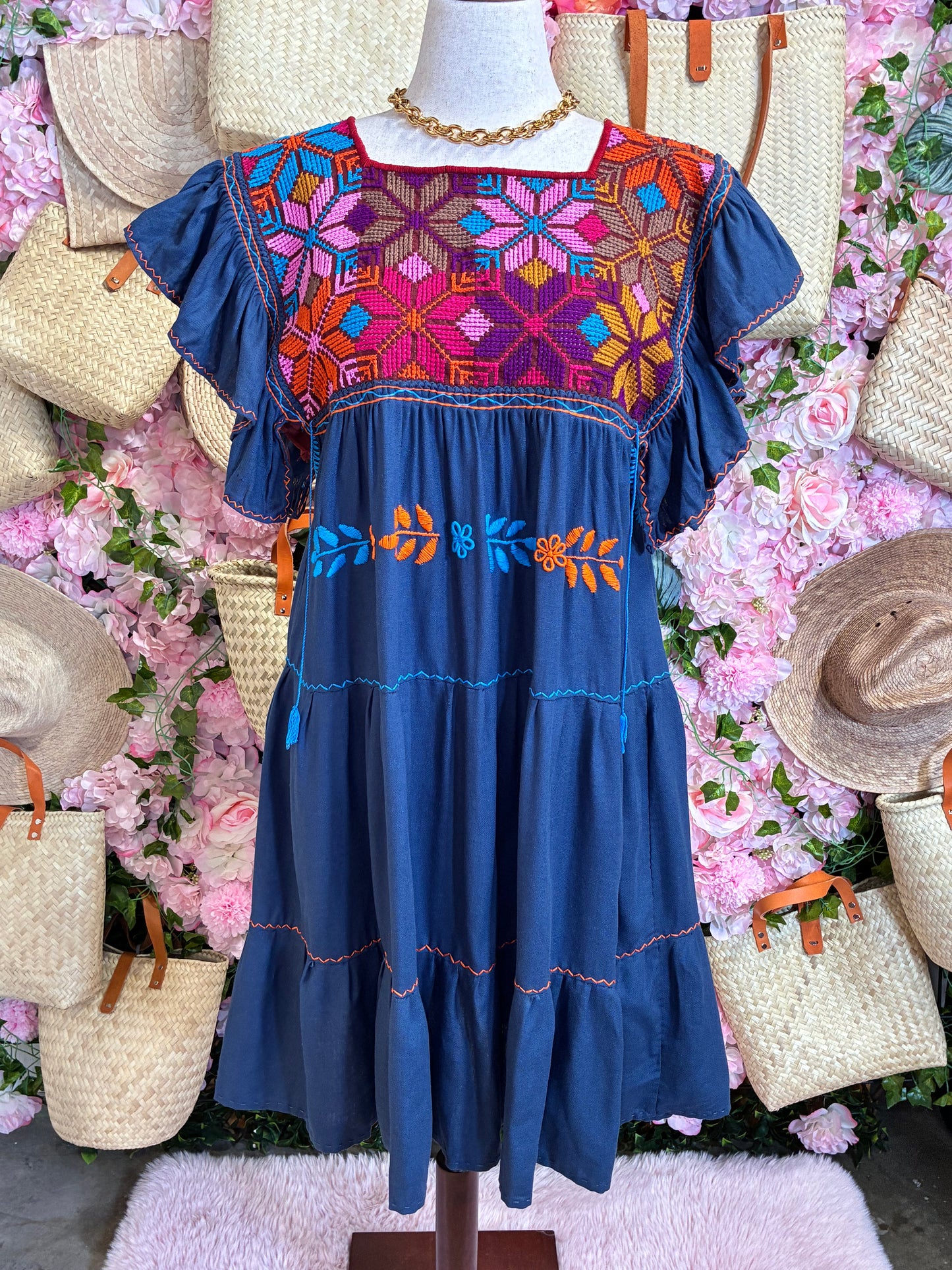 Vestido Punto de Cruz en Lino / L