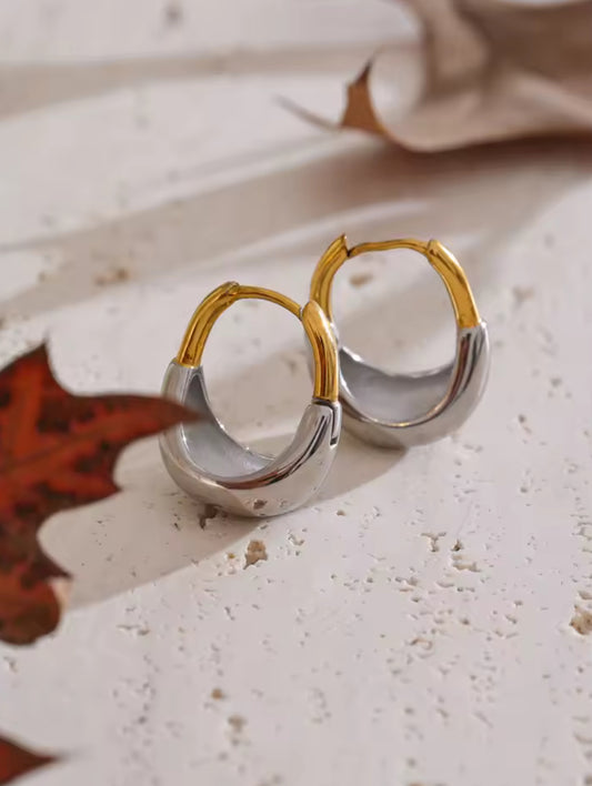 Aretes Metal Mixto Oro y Plata