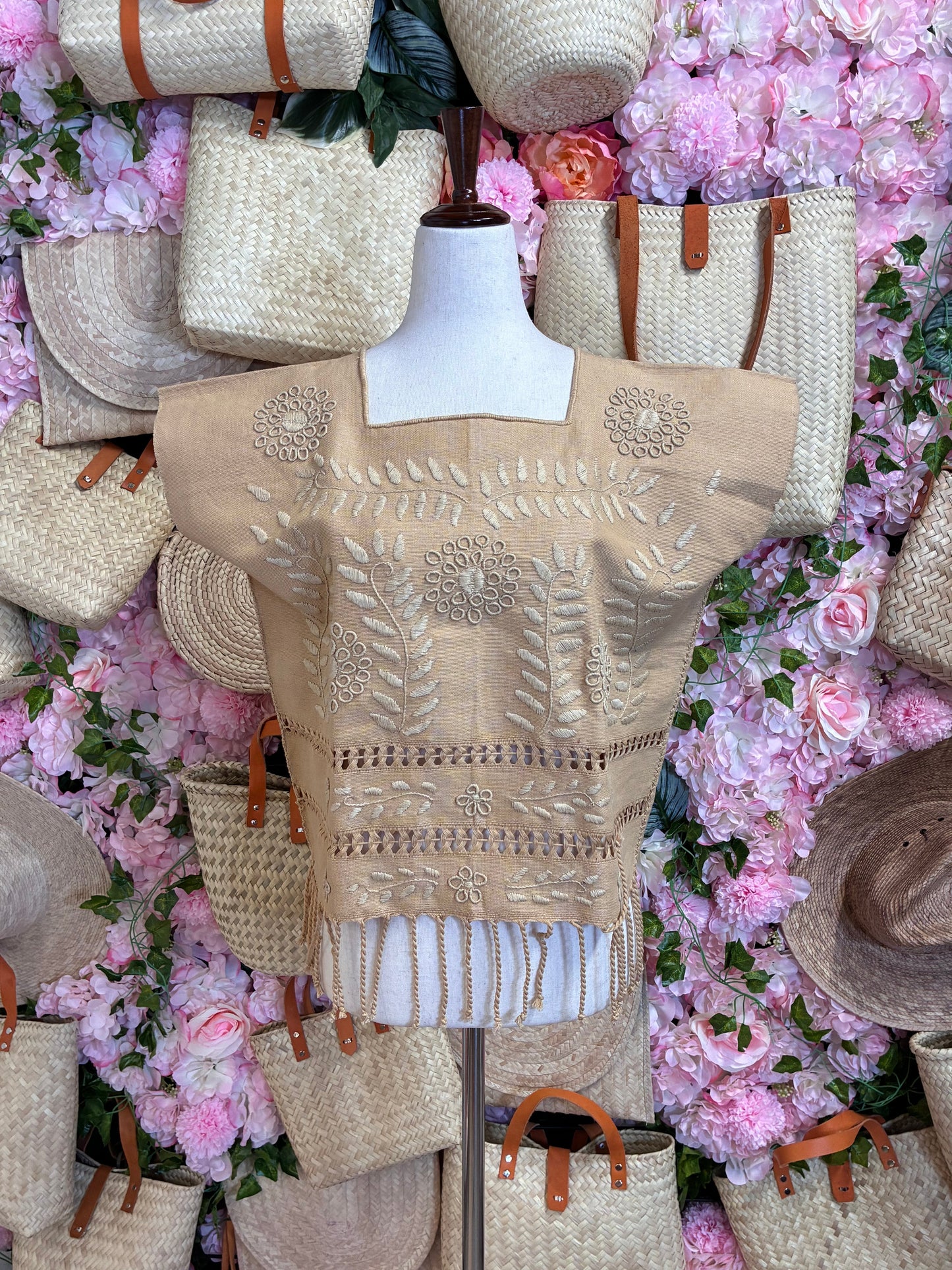 Blusa Telar de Cintura con Bordado Rococó S/M