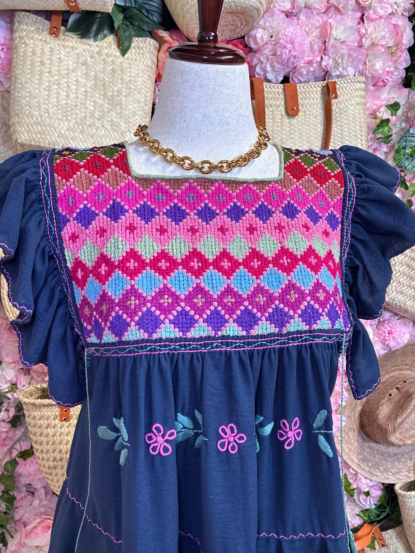Vestido Punto de Cruz en Lino / M