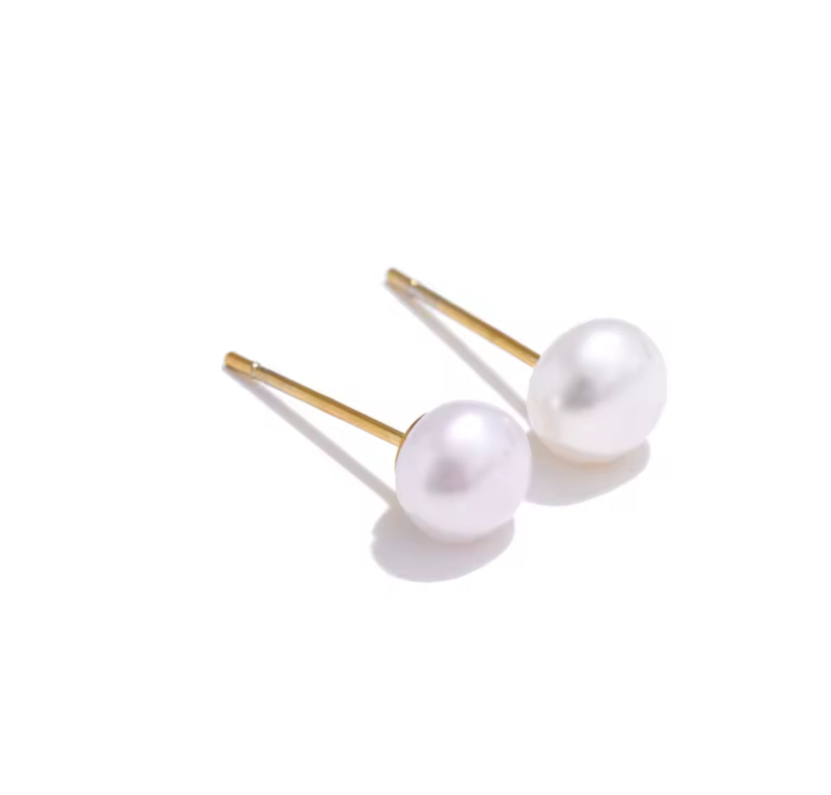 Aretes de Perla Natural en Acero Inoxidable