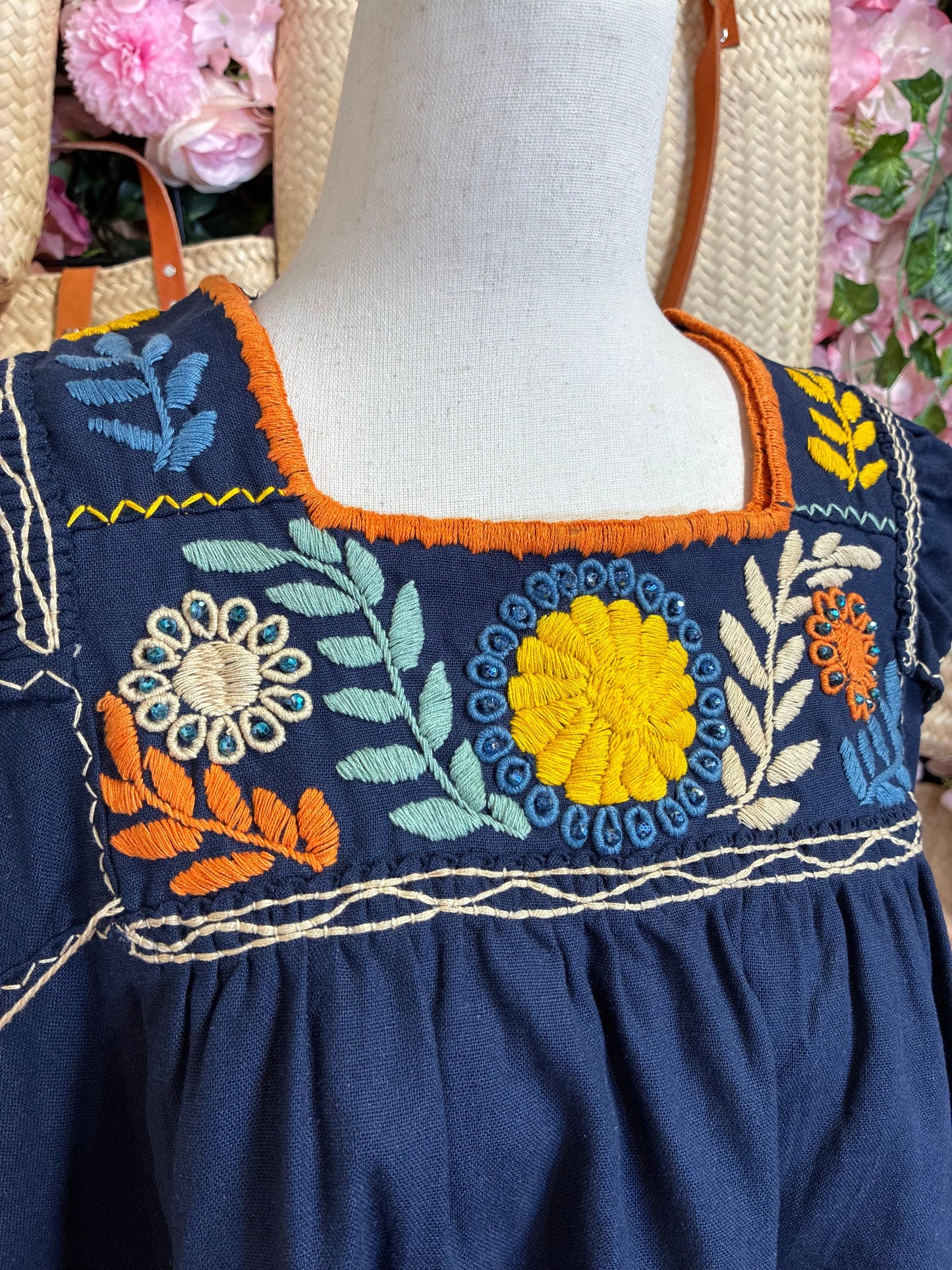 Blusa Lino con Bordado Rococo M