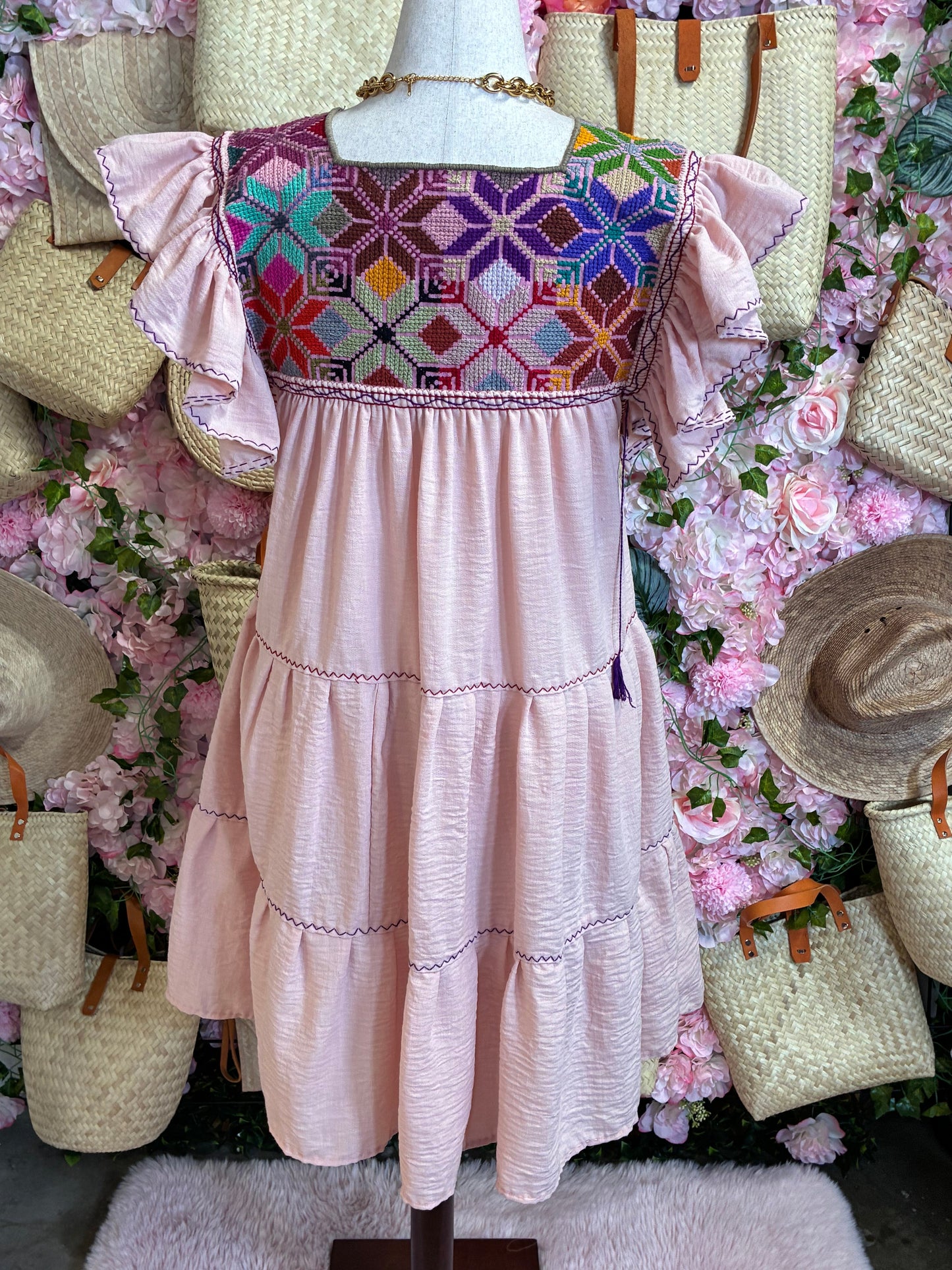 Vestido Punto de Cruz en Lino / M