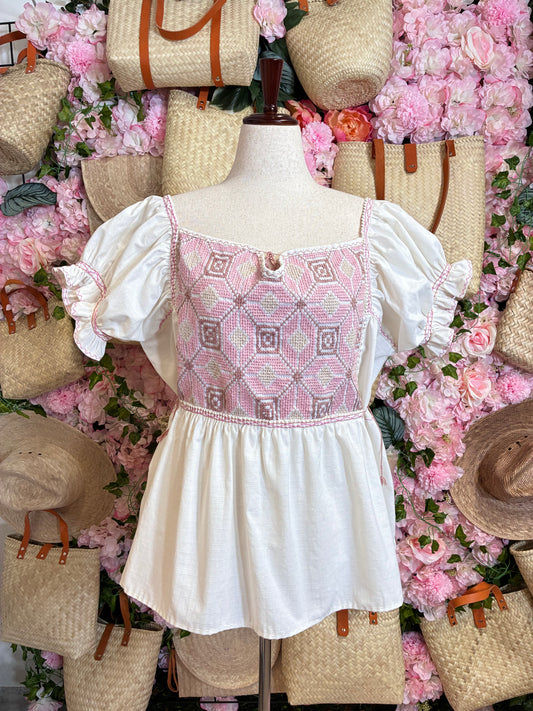 Blusa punto de cruz en lino