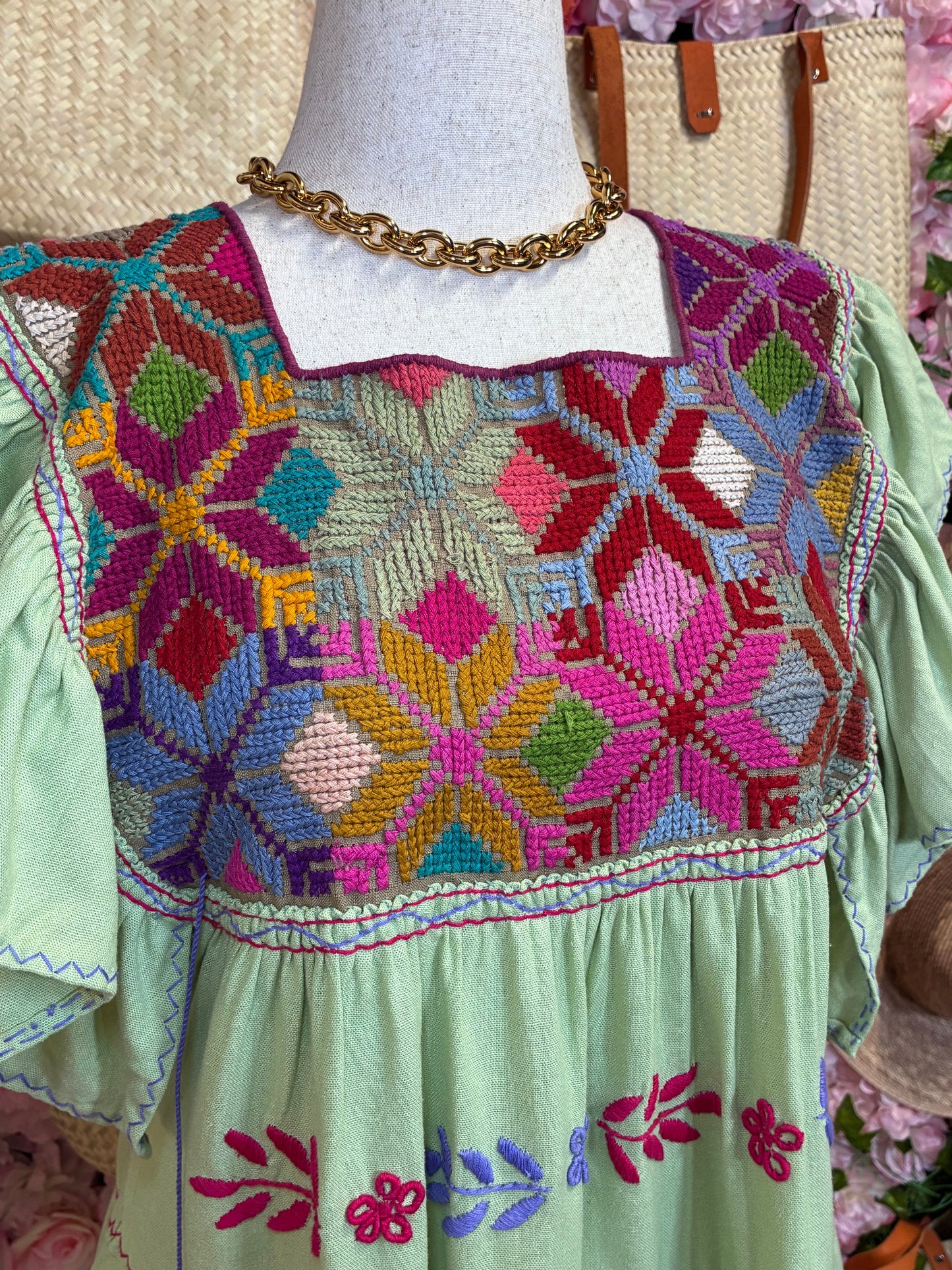 Vestido Punto de Cruz en Lino / L