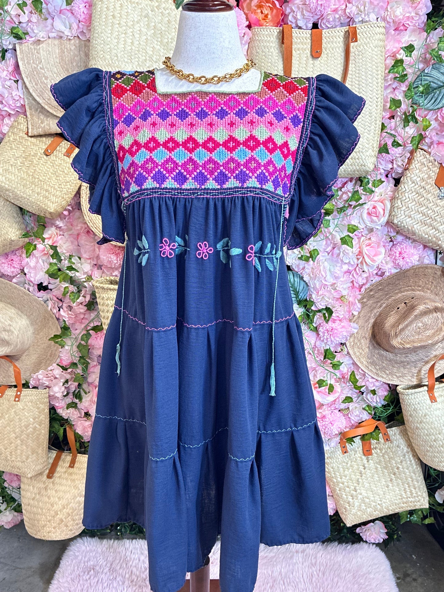 Vestido Punto de Cruz en Lino / M