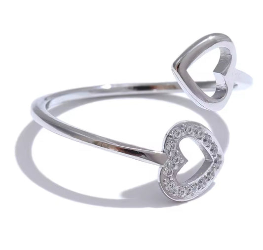 Anillo Ajustable Doble Corazón