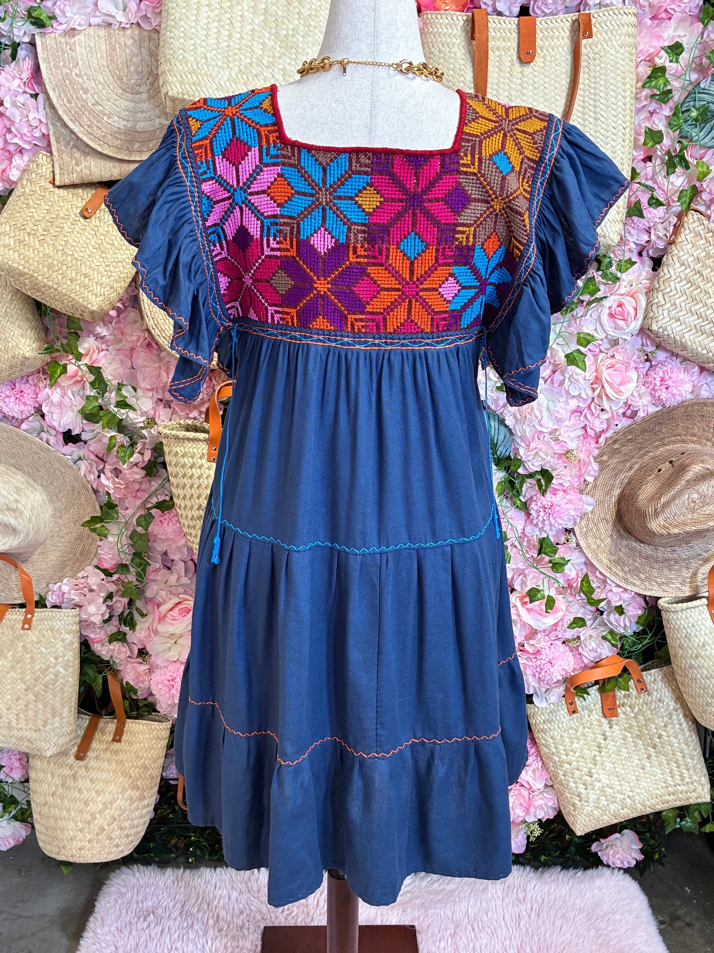 Vestido Punto de Cruz en Lino / L