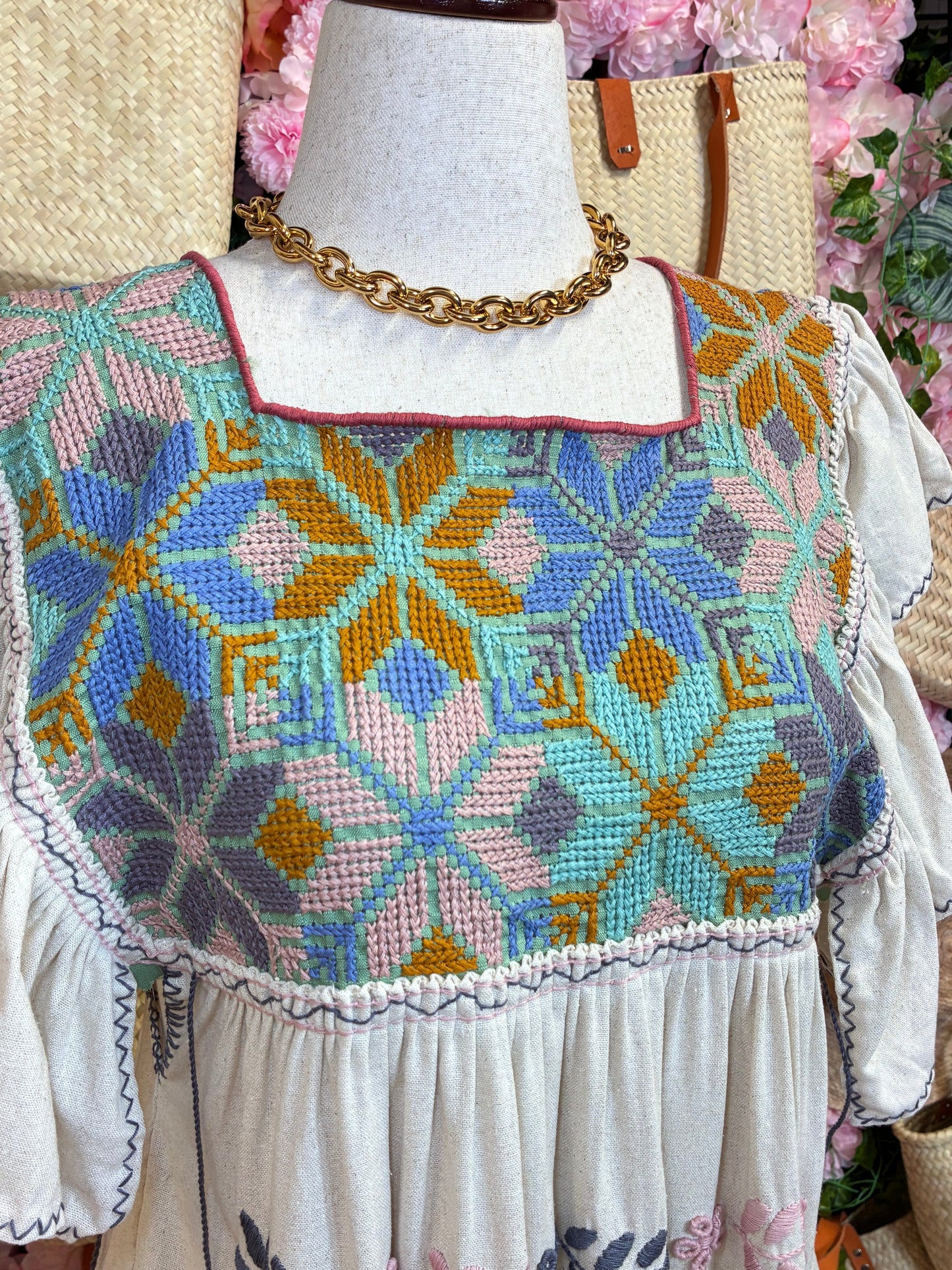 Vestido Punto de Cruz en Lino/ M