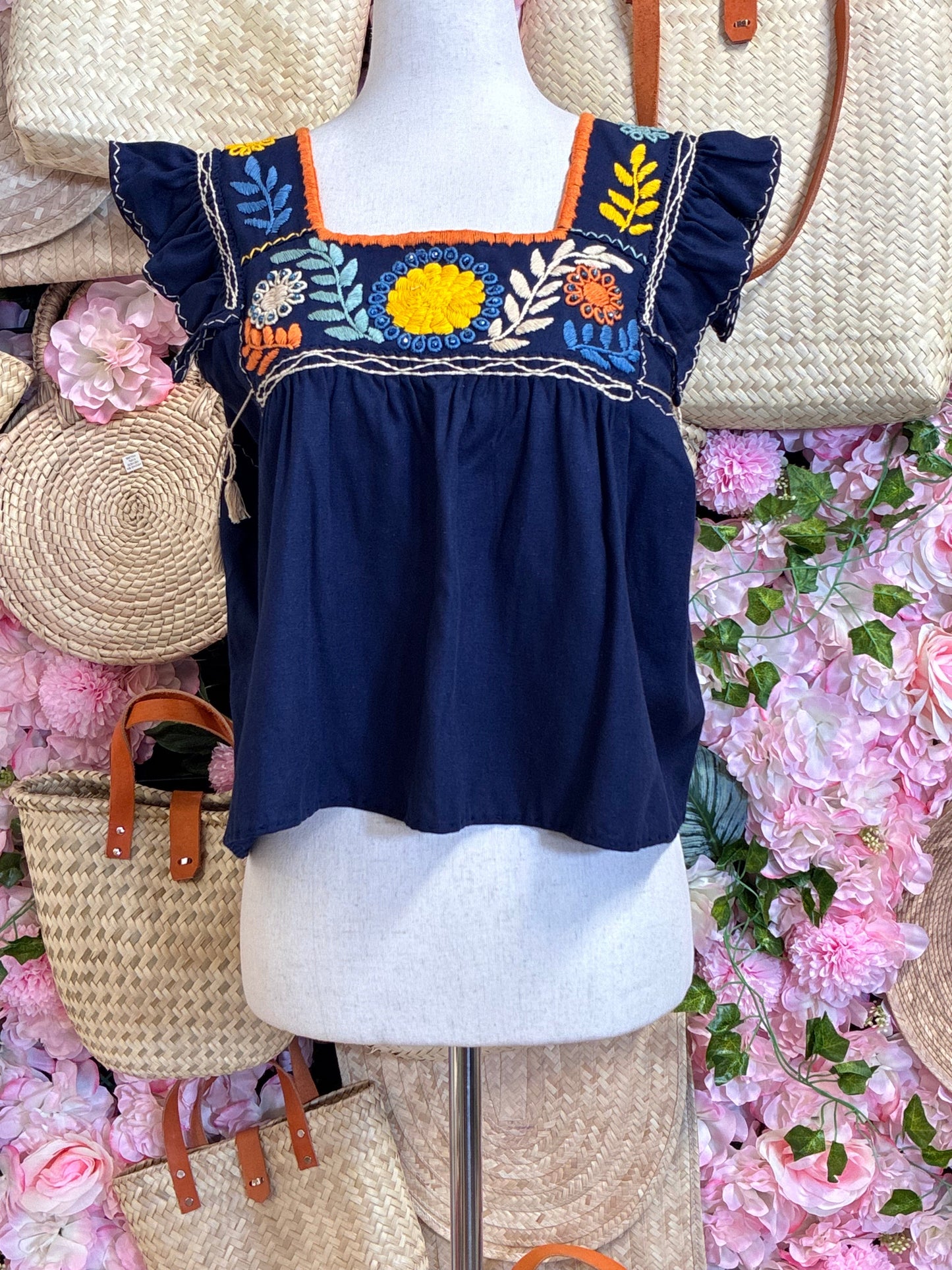 Blusa Lino con Bordado Rococo M