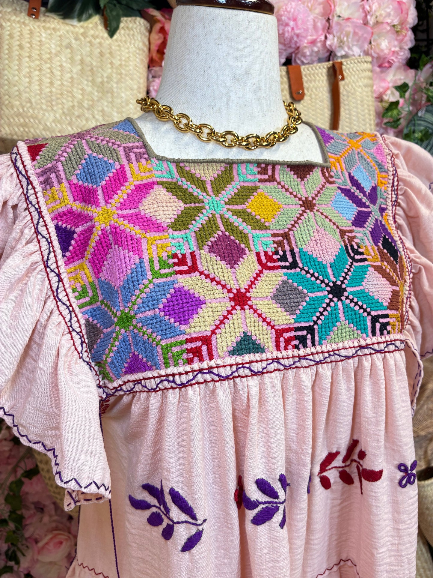 Vestido Punto de Cruz en Lino / M