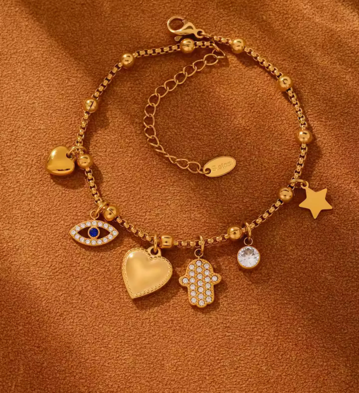 Pulsera de Acero Inoxidable con Dijes