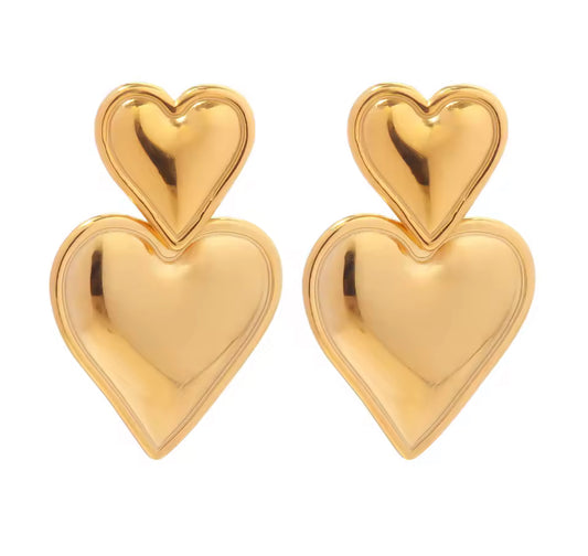 Aretes de Doble Corazón  Clásico