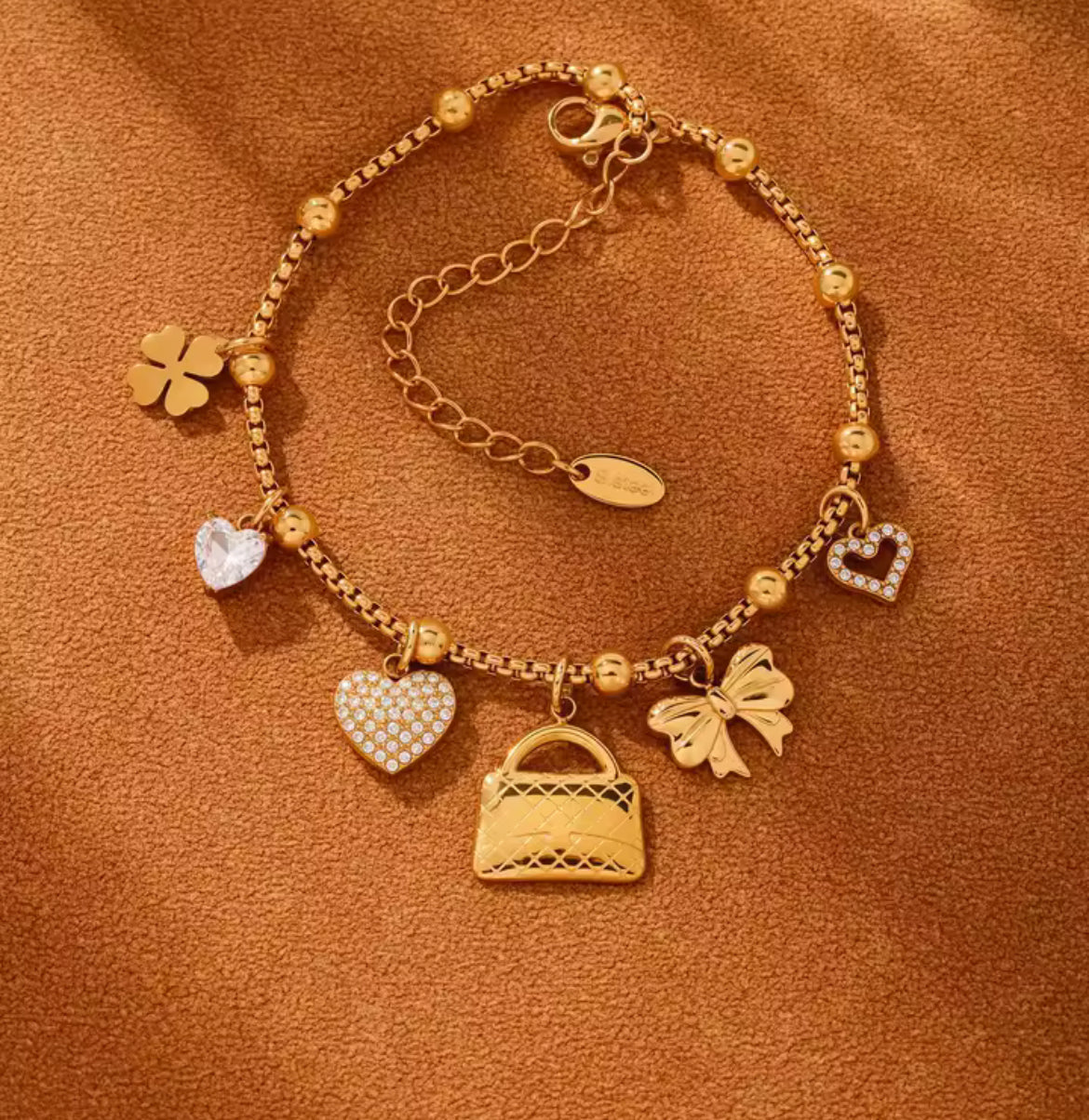 Pulsera de Acero Inoxidable con Dijes