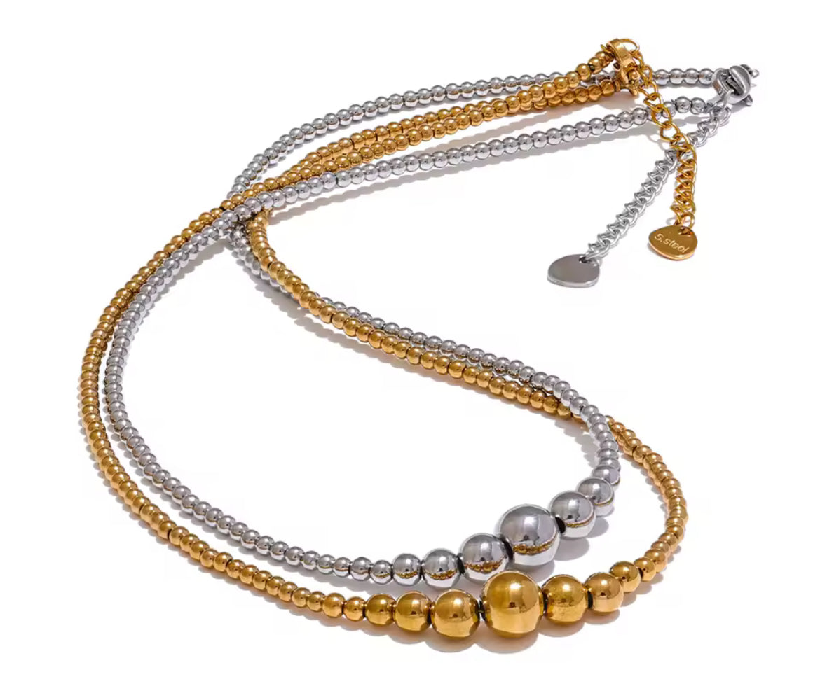 Collar Balín Degradado Oro y Plata