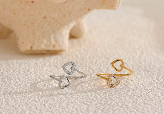 Anillo Ajustable Doble Corazón