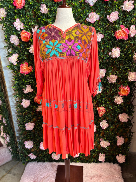 Vestido Punto de Cruz en Rayón