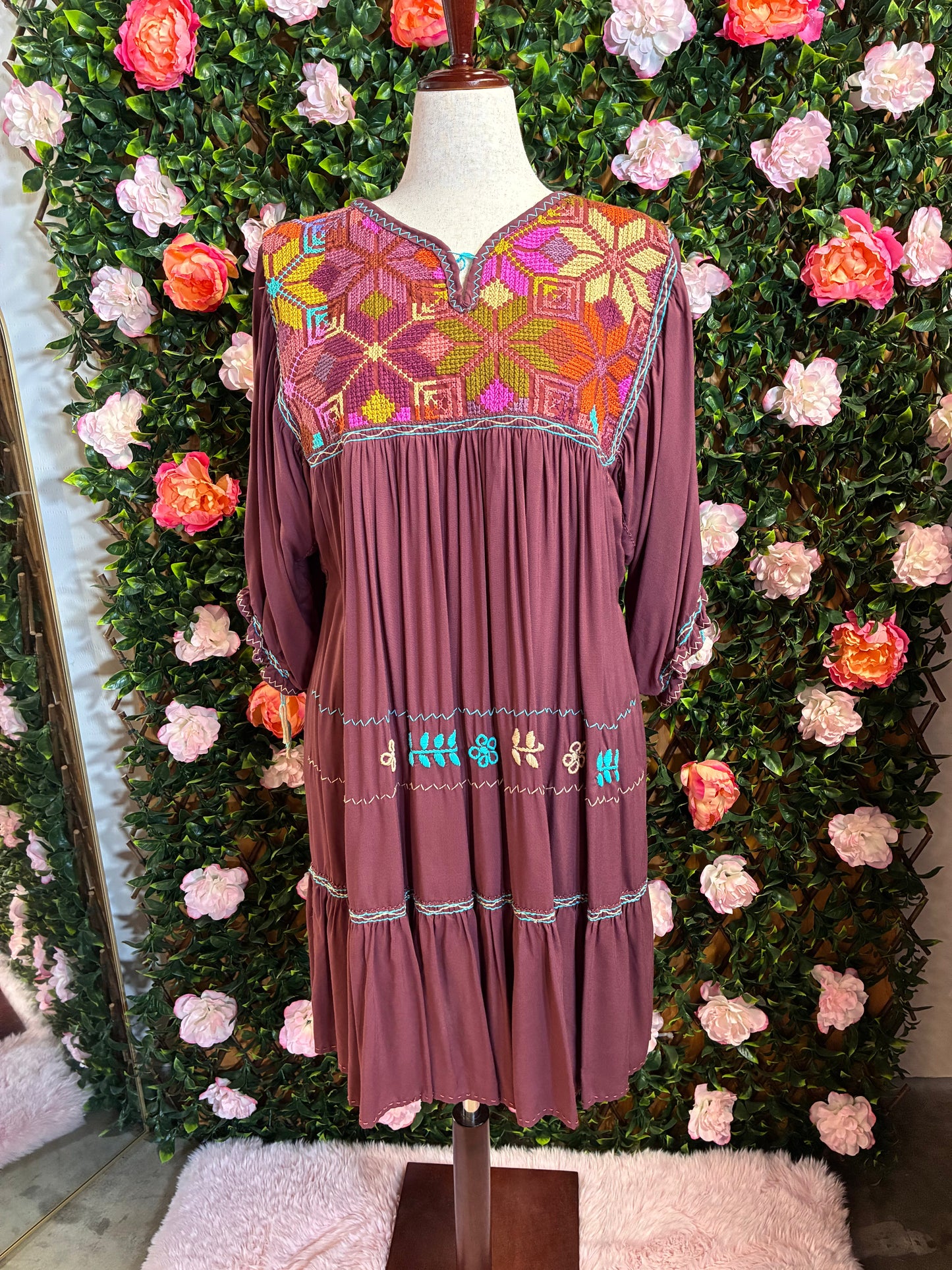 Vestido Punto de Cruz en Rayon