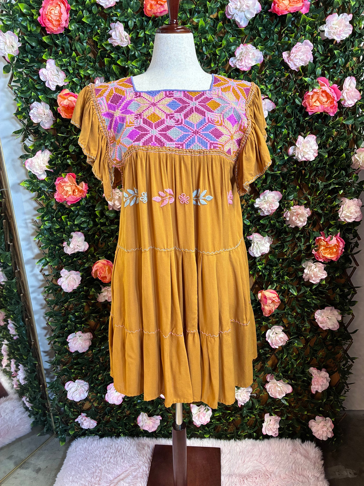 Vestido Punto de Cruz en Rayon