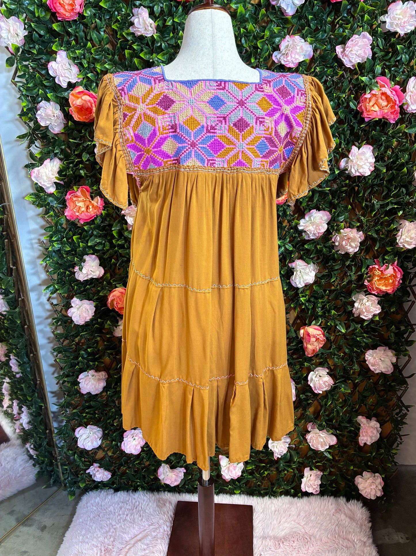 Vestido Punto de Cruz en Rayon