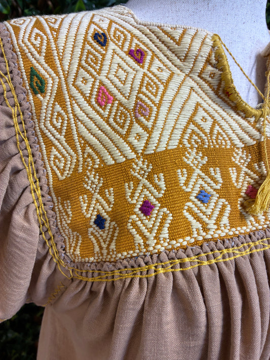 Vestido Bordado San Andrés Larrainzar con Rococo - Lino