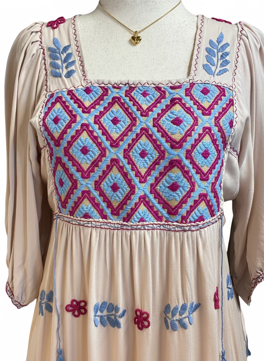 Vestido Bordado San Andrés Larrainzar con Rococo - Rayón