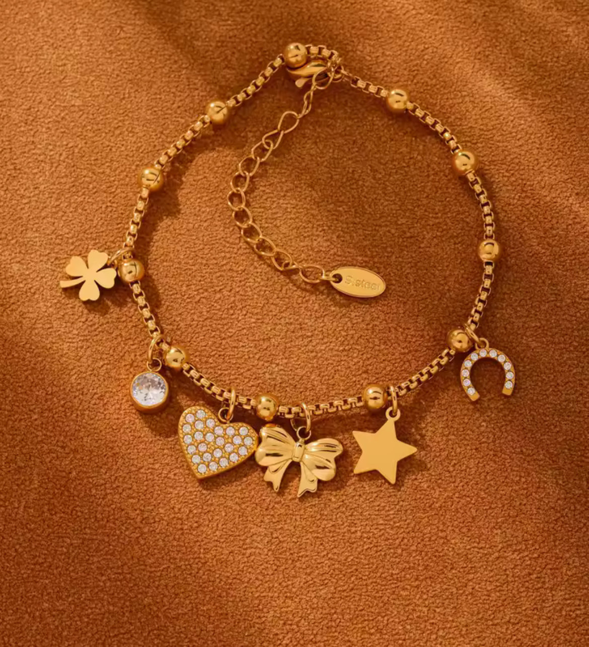 Pulsera de Acero Inoxidable con Dijes