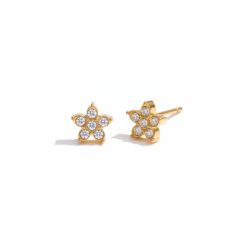 Aretes Flor con Zirconia