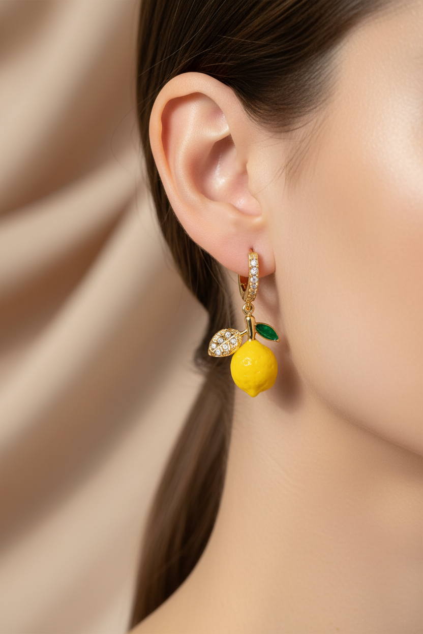 Aretes Limón en modelo