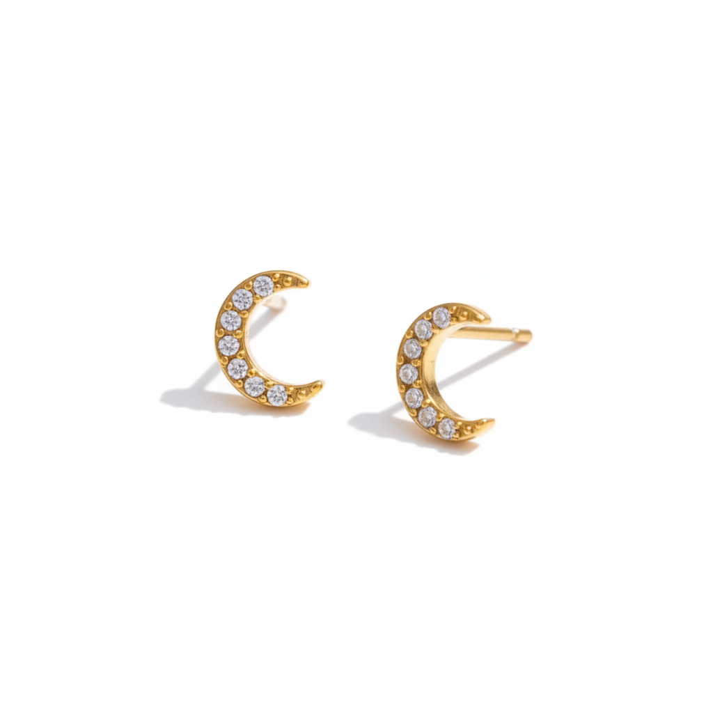 Aretes Luna con Zirconia