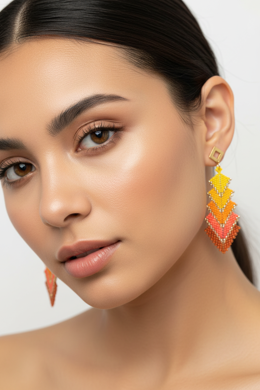 Aretes Miyuki en modelo — tamaño más pequeño