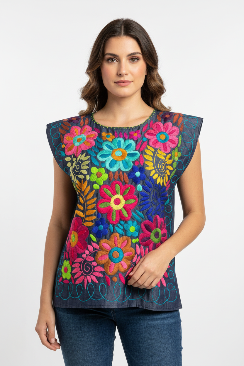 Blusa bordada en modelo