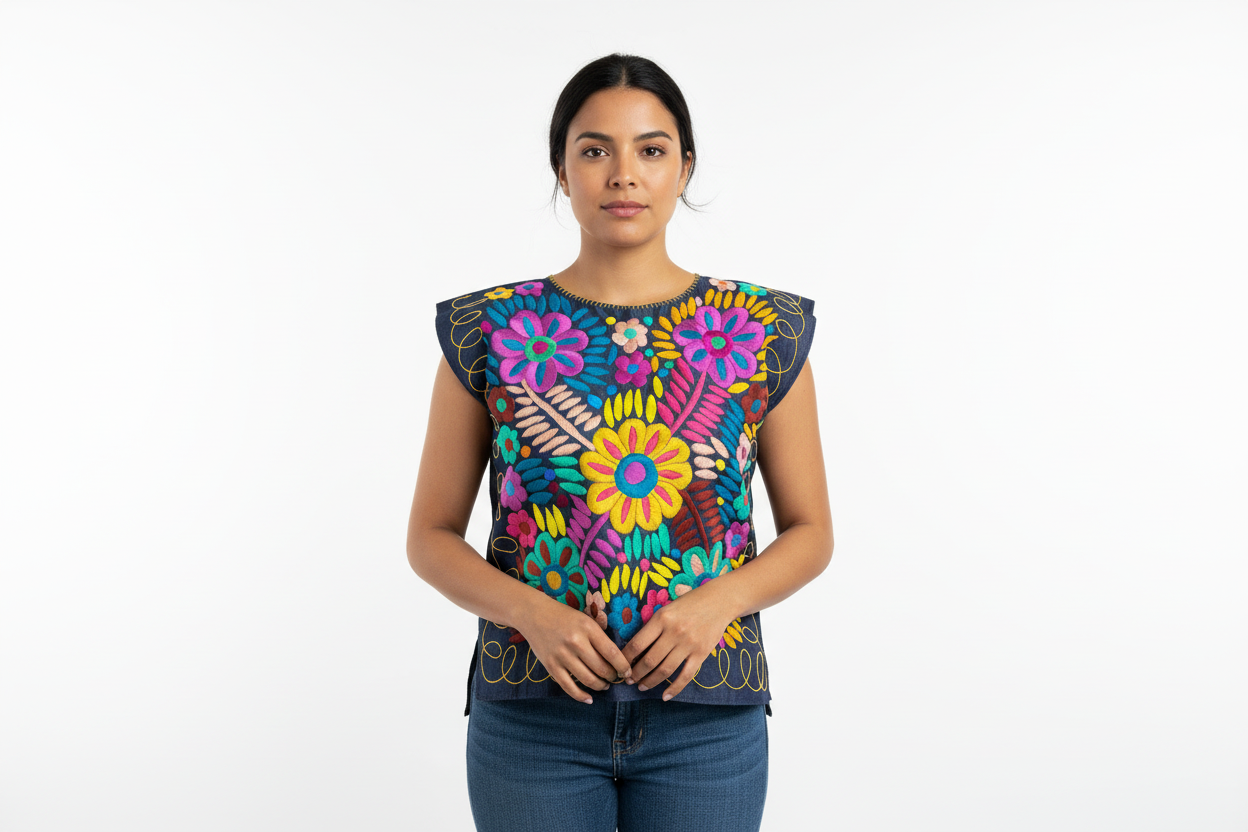 Blusa bordada en modelo