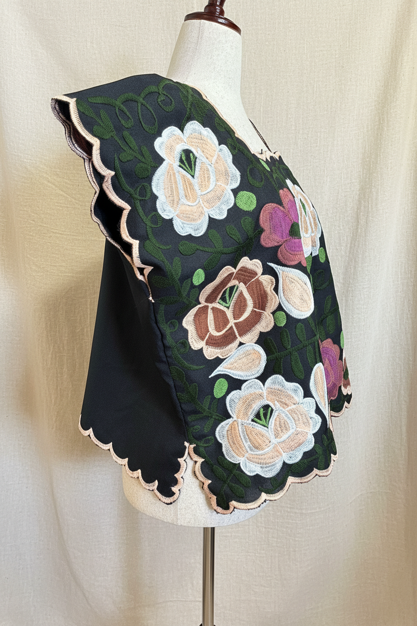 Blusa Negra Zinacantán - Lateral
