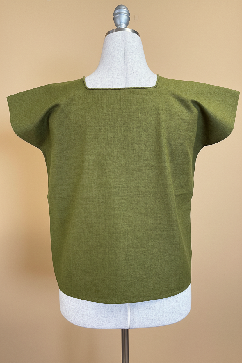 Blusa Rococó Monocromático Verde - Espalda